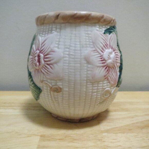 Fitz & Floyd Embossed X2 Coffee Mugs 4"H Floral & Basketweave 1989 - Picture 6 of 11